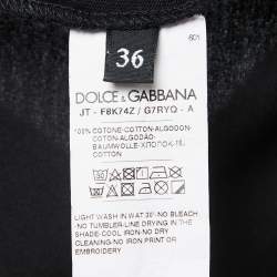Pre Owned Dolce & Gabbana Black Logo Detail Cotton Crew Neck T-Shirt XS