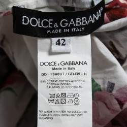 Pre Owned Dolce & Gabbana White Floral Printed Cotton Off Shoulder Mini Dress M