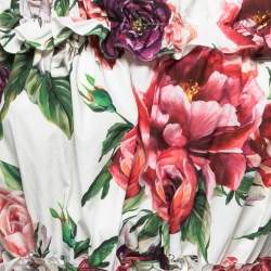 Pre Owned Dolce & Gabbana White Floral Printed Cotton Off Shoulder Mini Dress M