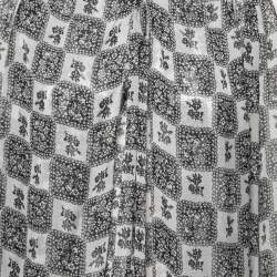 Pre Owned Dolce & Gabbana Monochrome Floral Grid Print Silk Tie Detail Blouse S