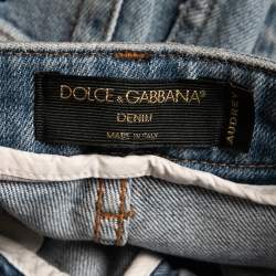 Pre Owned Dolce & Gabbana Blue Distressed Denim Audrey Skinny Jeans S Waist 25"