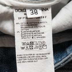 Pre Owned Dolce & Gabbana Blue Distressed Denim Audrey Skinny Jeans S Waist 25"