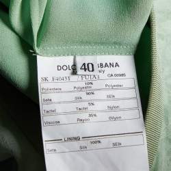 Pre Owned Dolce & Gabbana Light Green Lace & Silk Overlay Mini Skirt S