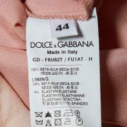 Pre Owned Dolce & Gabbana Pink Silk Floral Applique Halter Neck Dress M