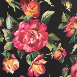 Pre Owned Dolce & Gabbana Black Floral Printed Crepe Pencil Skirt M