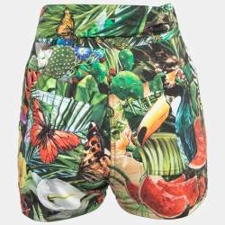 Pre Owned Dolce & Gabbana Green Tropical Printed Cotton Wrap Shorts S