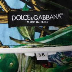 Pre Owned Dolce & Gabbana Green Tropical Printed Cotton Wrap Shorts S