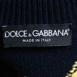 Dolce & Gabbana Navy Blue Spaceship Patterned Wool Sweater S