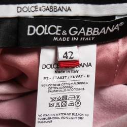 Pre Owned Dolce & Gabbana Pink Velvet Tapered Trousers M