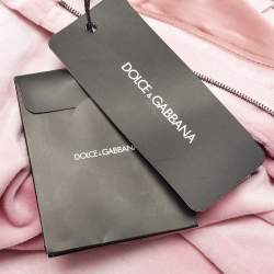 Pre Owned Dolce & Gabbana Pink Velvet Tapered Trousers M