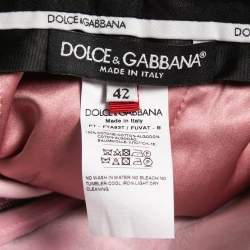 Pre Owned Dolce & Gabbana Pink Velvet Tapered Trousers M
