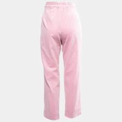 Pre Owned Dolce & Gabbana Pink Velvet Tapered Trousers M