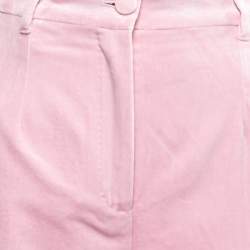 Pre Owned Dolce & Gabbana Pink Velvet Tapered Trousers M