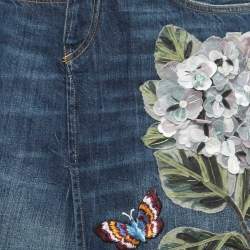 Pre Owned Dolce & Gabbana Navy Blue Denim Applique Detail Mini Skirt S