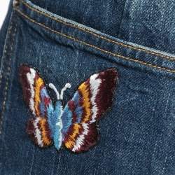Pre Owned Dolce & Gabbana Navy Blue Denim Applique Detail Mini Skirt S