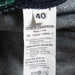 Pre Owned Dolce & Gabbana Navy Blue Denim Applique Detail Mini Skirt S