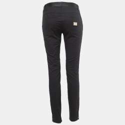 Pre Owned Dolce & Gabbana Black Cotton Zip Hem Detail Pants S