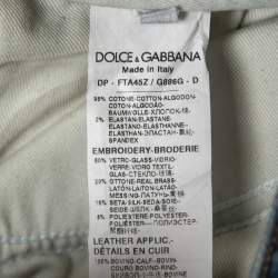Pre Owned Dolce & Gabbana Blue Denim Cards Embellished Pretty Fit Jeans M