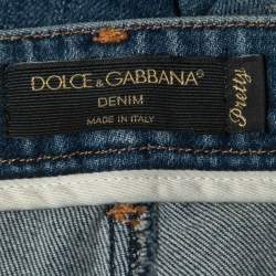 Pre Owned Dolce & Gabbana Blue Denim Cards Embellished Pretty Fit Jeans M