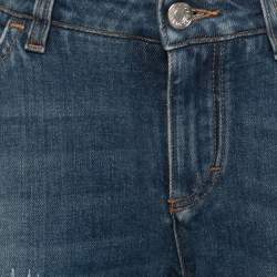 Pre Owned Dolce & Gabbana Blue Denim Cards Embellished Pretty Fit Jeans M