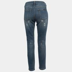 Pre Owned Dolce & Gabbana Blue Denim Cards Embellished Pretty Fit Jeans M