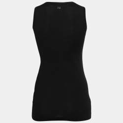 Pre Owned Dolce & Gabbana Black Cotton Knit & Satin Trim Tank Top M