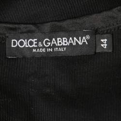Pre Owned Dolce & Gabbana Black Cotton Knit & Satin Trim Tank Top M