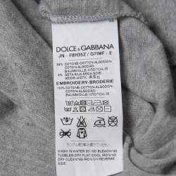 Pre Owned Dolce & Gabbana Grey Cotton LOVE Lace Patterned Tank Top S