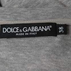 Pre Owned Dolce & Gabbana Grey Cotton LOVE Lace Patterned Tank Top S