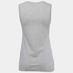 Pre Owned Dolce & Gabbana Grey Cotton LOVE Lace Patterned Tank Top S