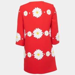 Dolce & Gabbana Red Wool Flower Applique 3/4 Sleeve Coat M