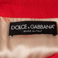 Dolce & Gabbana Red Wool Flower Applique 3/4 Sleeve Coat M