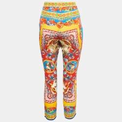 Dolce & Gabbana Multicolor Printed Silk Trousers M