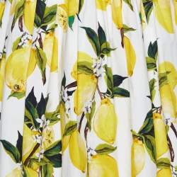 Pre Owned Dolce & Gabbana White Lemon Printed Cotton Skirt M