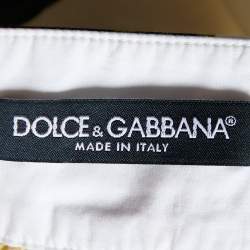 Pre Owned Dolce & Gabbana White Lemon Printed Cotton Skirt M
