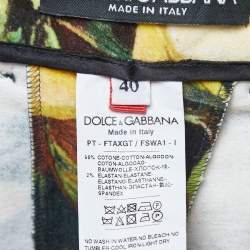 Pre Owned Dolce & Gabbana Black Pear Printed Velvet Trousers S