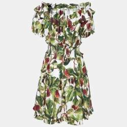 Pre Owned Dolce & Gabbana Multicolor Fig Printed Midi Dress M