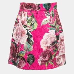 مملوكة مسبقًا Dolce & Gabbana Pink Floral Jacquard Mini Skirt S