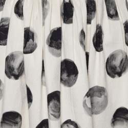 Pre Owned Dolce & Gabbana White Polka Dot Printed Cotton Pleated Mini Skirt M