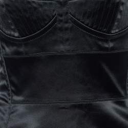 Pre Owned Dolce & Gabbana Black Satin & Crepe Strapless Bustier Maxi Dress M