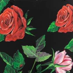Pre Owned Dolce & Gabbana Black Floral Printed Silk High Waist Slim Trousers S