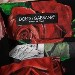 Pre Owned Dolce & Gabbana Black Floral Printed Silk High Waist Slim Trousers S