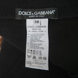 Pre Owned Dolce & Gabbana Black/Brown Animal Print Chiffon Sleeves Mini Dress XS
