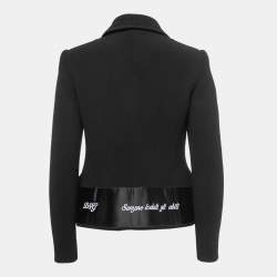 Dolce & Gabbana Black Embroidered Wool Blend Button Front Blazer M