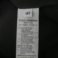 Dolce & Gabbana Black Embroidered Wool Blend Button Front Blazer M