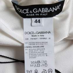 Pre Owned Dolce & Gabbana White Peony Printed Crepe Sleeveless Shift Dress M