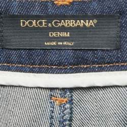 Dolce & Gabbana Blue Denim Flared Embroidered Jeans S Waist 27"