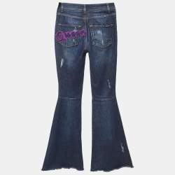 Dolce & Gabbana Blue Denim Flared Embroidered Jeans S Waist 27"