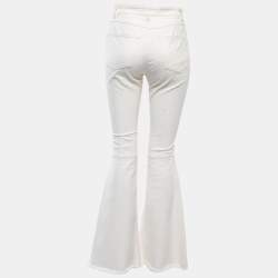 Pre Owned Dolce & Gabbana White Denim Sacred Heart Patch Flared Jeans M Waist 28"