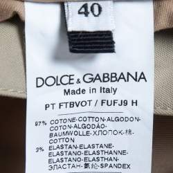Pre Owned Dolce & Gabbana Beige Cotton Pleated High Waist Cargo Pants S